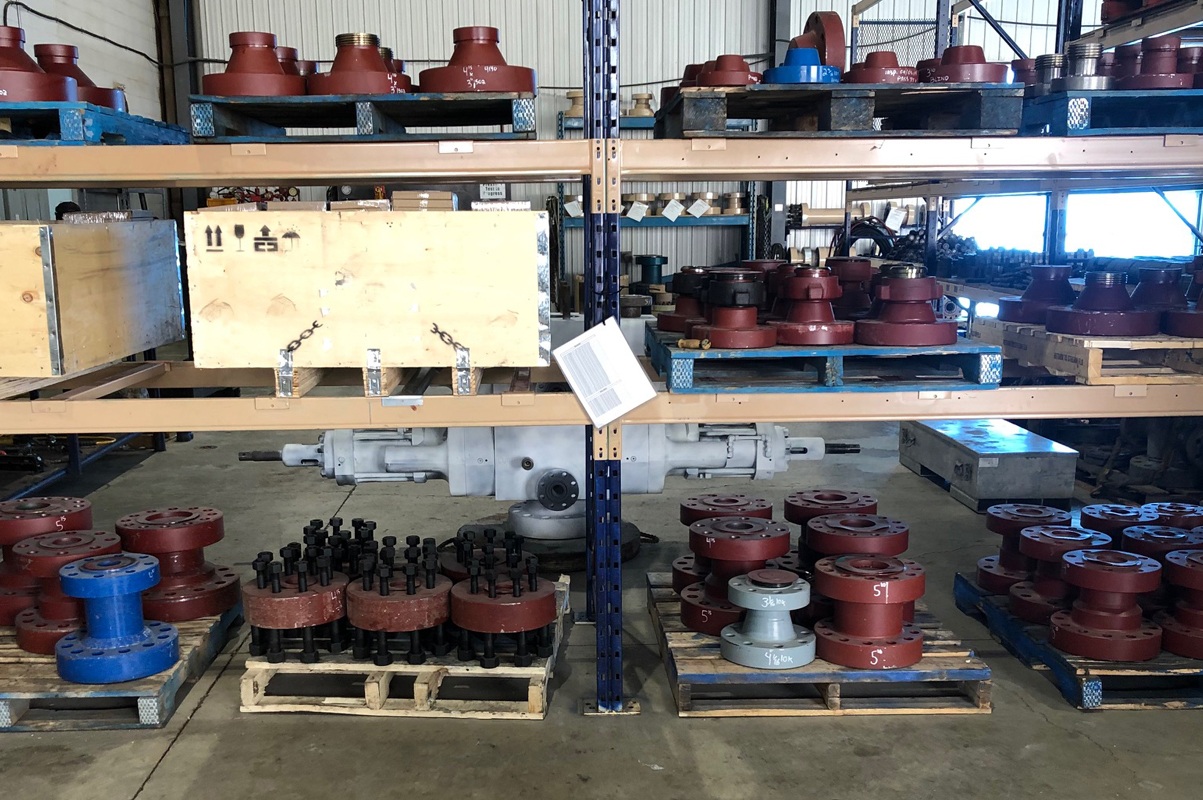 Flanges and valves on warehouse shelving